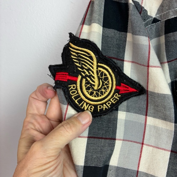 Rolling Paper Plaid Snap-Front Biker Shacket - Picture 6 of 9